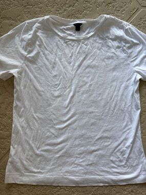 Ann Taylor 100 Cotton White Short Sleeve Crewneck Tee